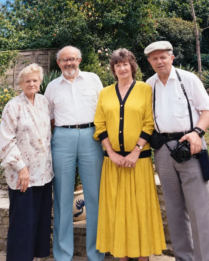 Yoine and Laya with friends on a visit to England.