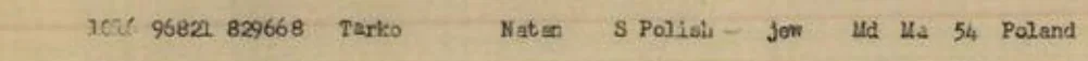 “Tarko Natan”, typed on a ship’s roll.